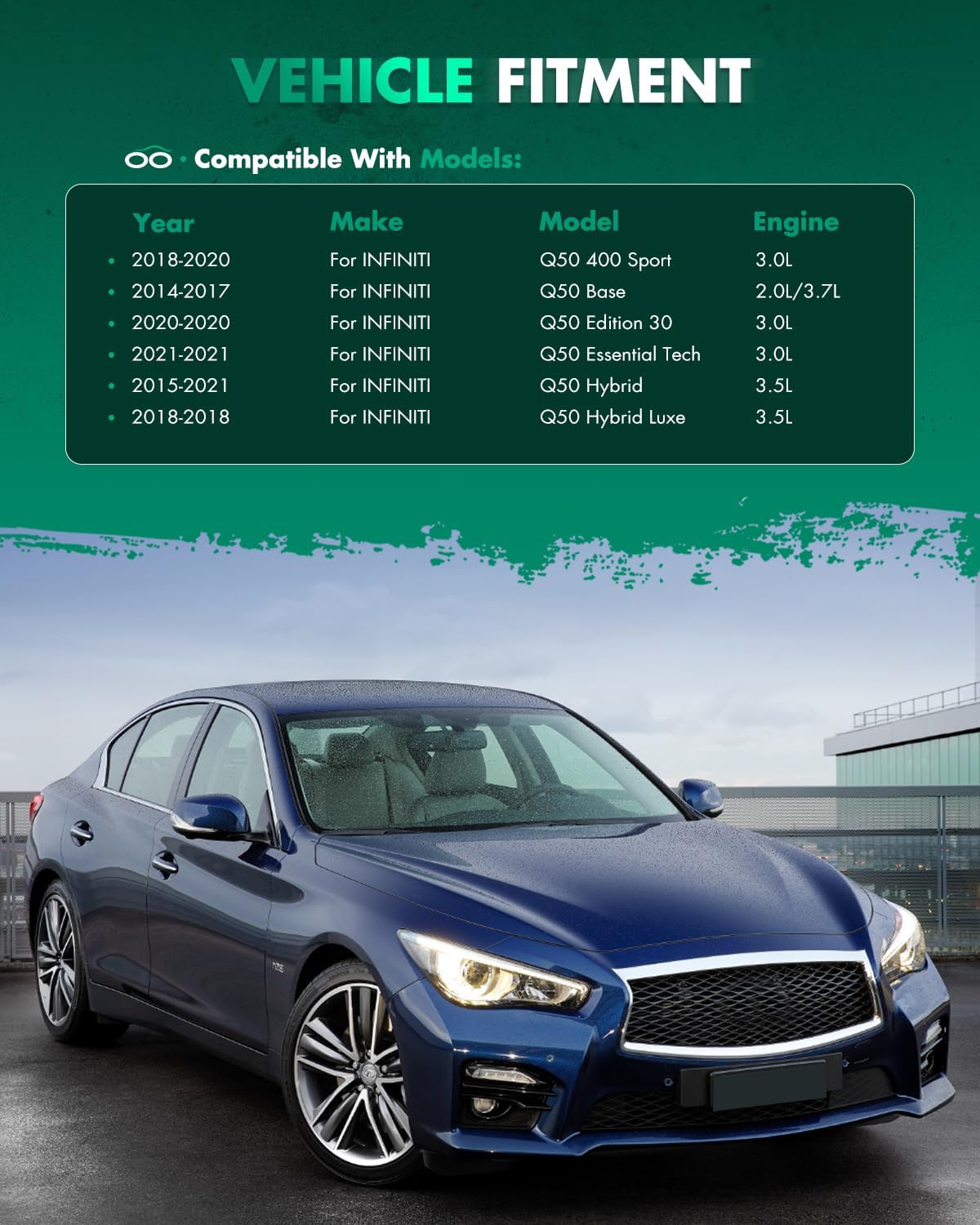 SCITOO ABS Spoiler Wing Fits for 2014-2018 for Infiniti Q50 1PC Matte Black Rear Trunk Spoiler Wing