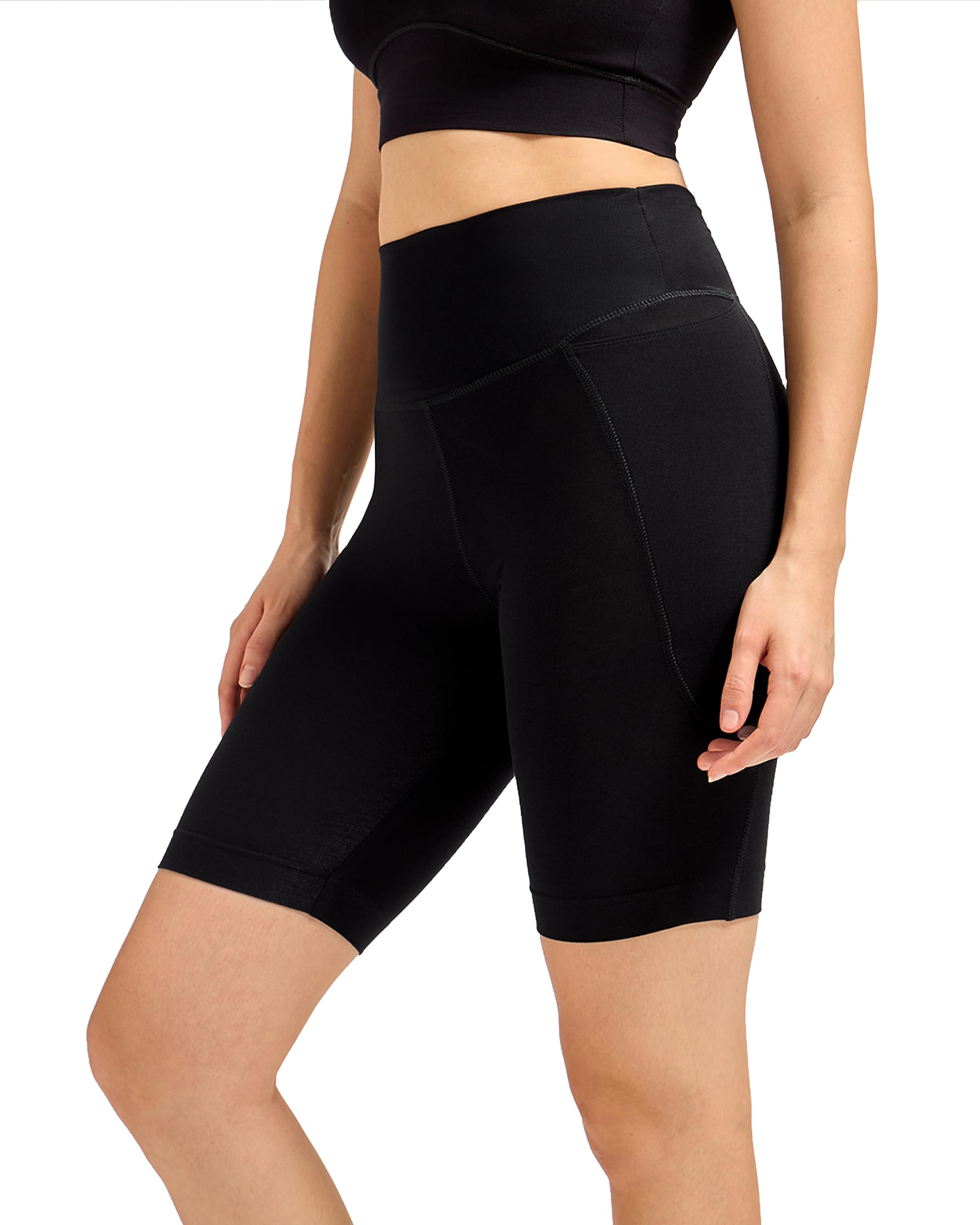 URBAN ADVENTURE High Waist Viscose Cycling Shorts for Women with Pocket – Stretchable Active Wear for Workout, Running & Yoga-image-4
