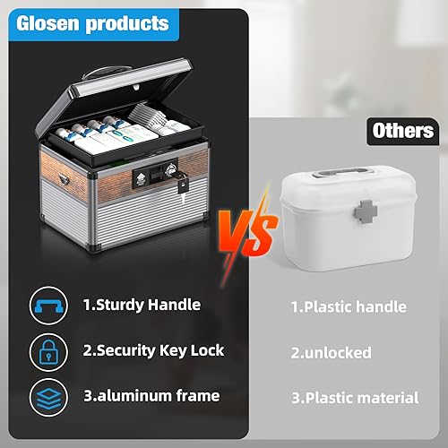 Miniatura 7 de Glosen Caja de bloqueo de medicina, caja de medicina de bloqueo, cajas de bloqueo de seguridad, caja de seguridad, caja de seguridad de llave de