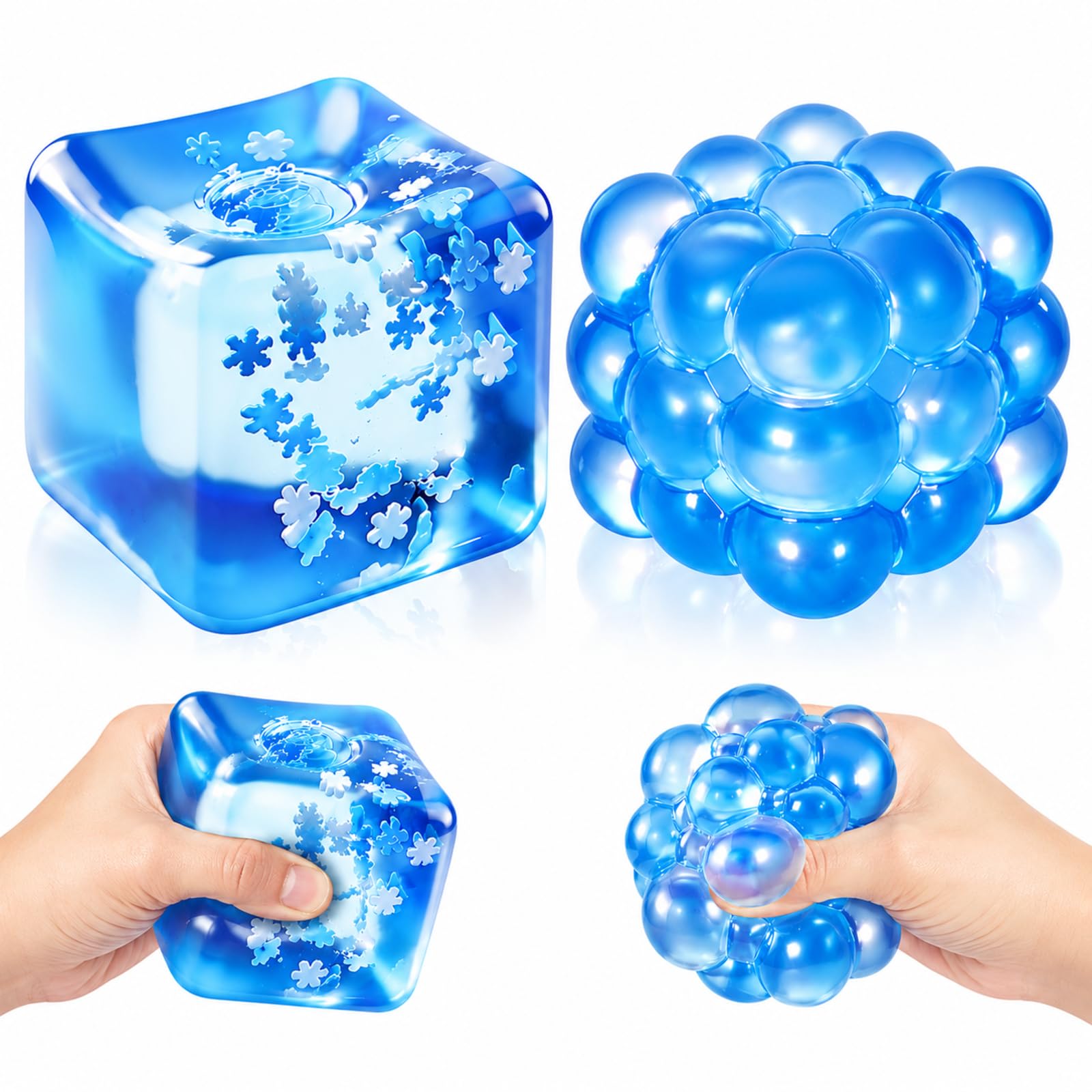 2Pcs Squishy Cube Set, Sugar Cube Squishy and Square Squishy Cube, Soft Sensory Hand Piece for Desk Use