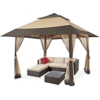 Yaheetech Gazebo da Giardino Esterno 4 x 4 m Padiglione da Giardino con Zanzariera
