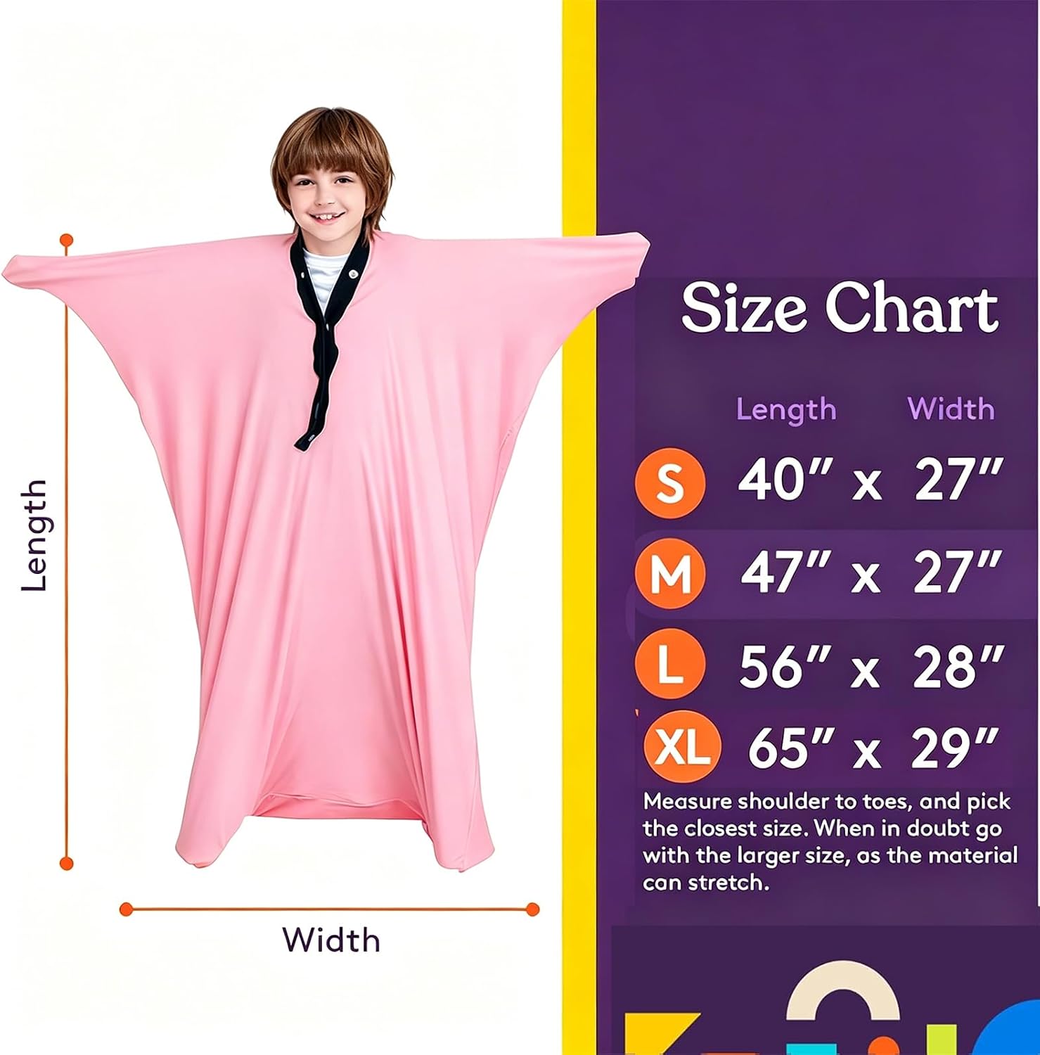 Sensory Body Sock for Autistic Kids, 3-15 Years Old, Deep Pressure Sensory Sack with Carrying Bag | Full Body Compression Suit for Calming Therapy (Pink, Large)