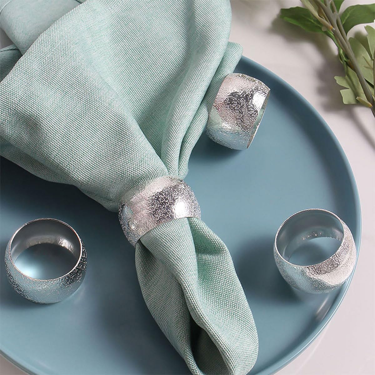 Getfitsoo Lot De 12 Ronds De Serviette En Métal Argenté Pour Mariage, Thanksgiving, Noël, Dîner, Décoration De Table (cercle Argenté