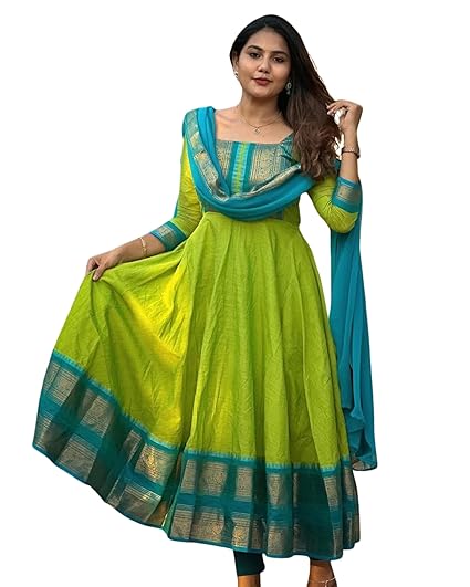 Gown with Lace Border Dupatta – Traditional Indian Ethnic Wear