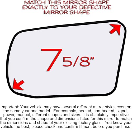Miniatura 4 de Conjunto de cristal de espejo lateral con placa trasera de plástico (no calentada) compatible con Nissan Altima 2007-2012 (lado del conductor sin