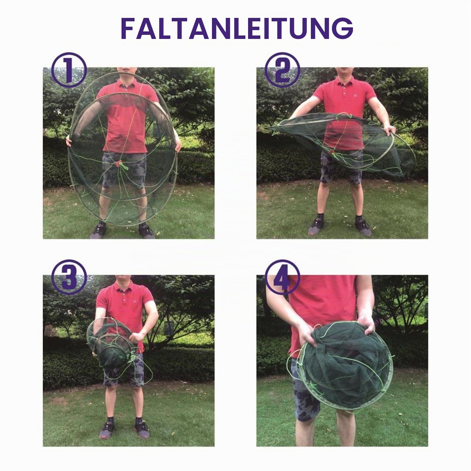 Faltbares Fischfangnetz, handgegossener Käfig für Garnelen und Krabben