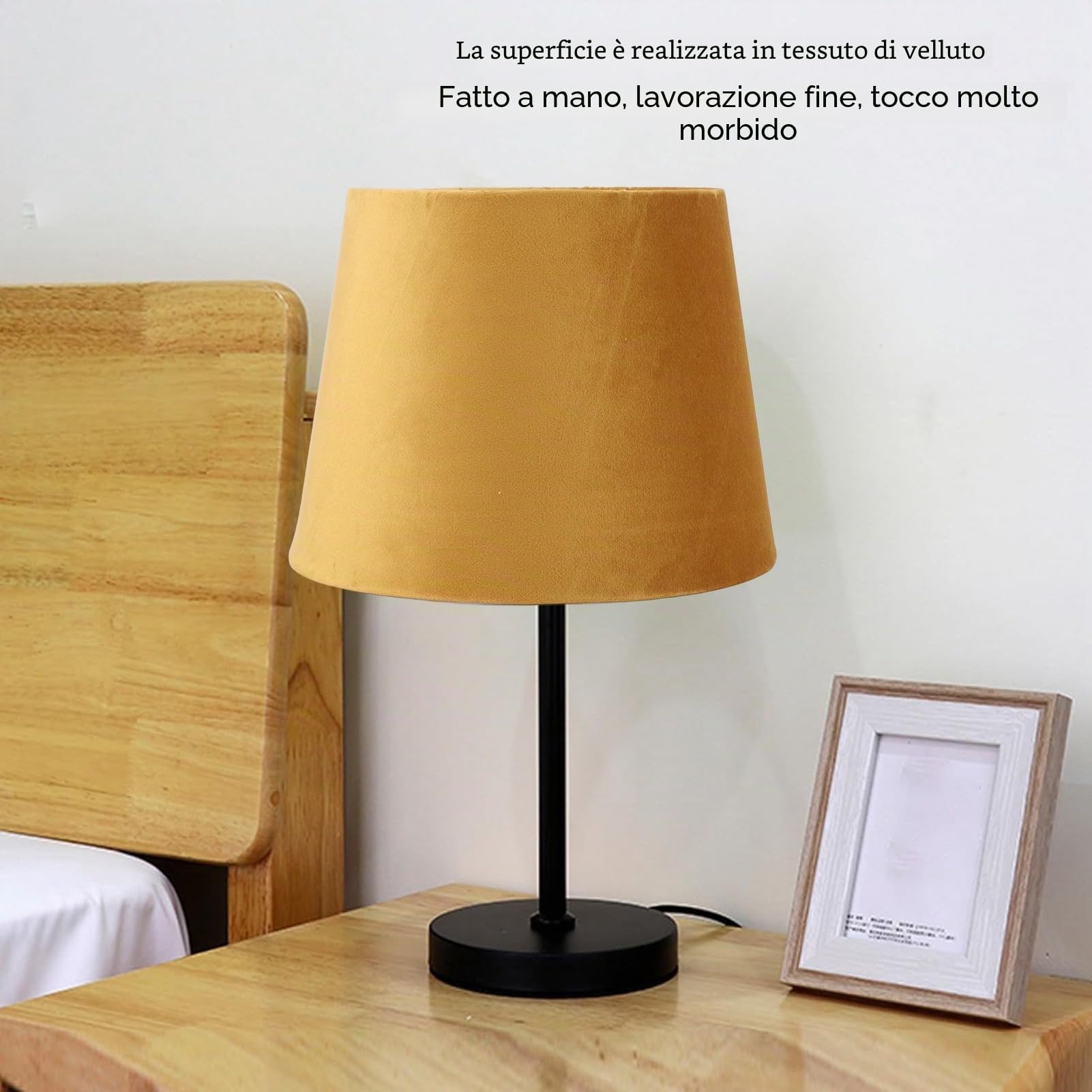 Paralume in Tessuto, Paralume Conico in Velluto E27 E14 Paralumi Moderni per Lampada da Terra da Comodino da Tavolo, 21,5 x 16,5 x 16 cm (Oro)