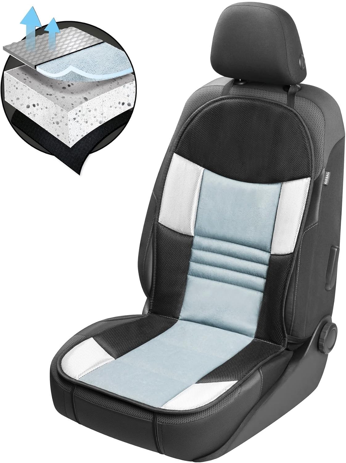 Walser Cubre Asiento de Coche, Cubre Asiento de Coche de Caza, Cubre Asiento de Coche Negro Plateado, Transpirable 11665