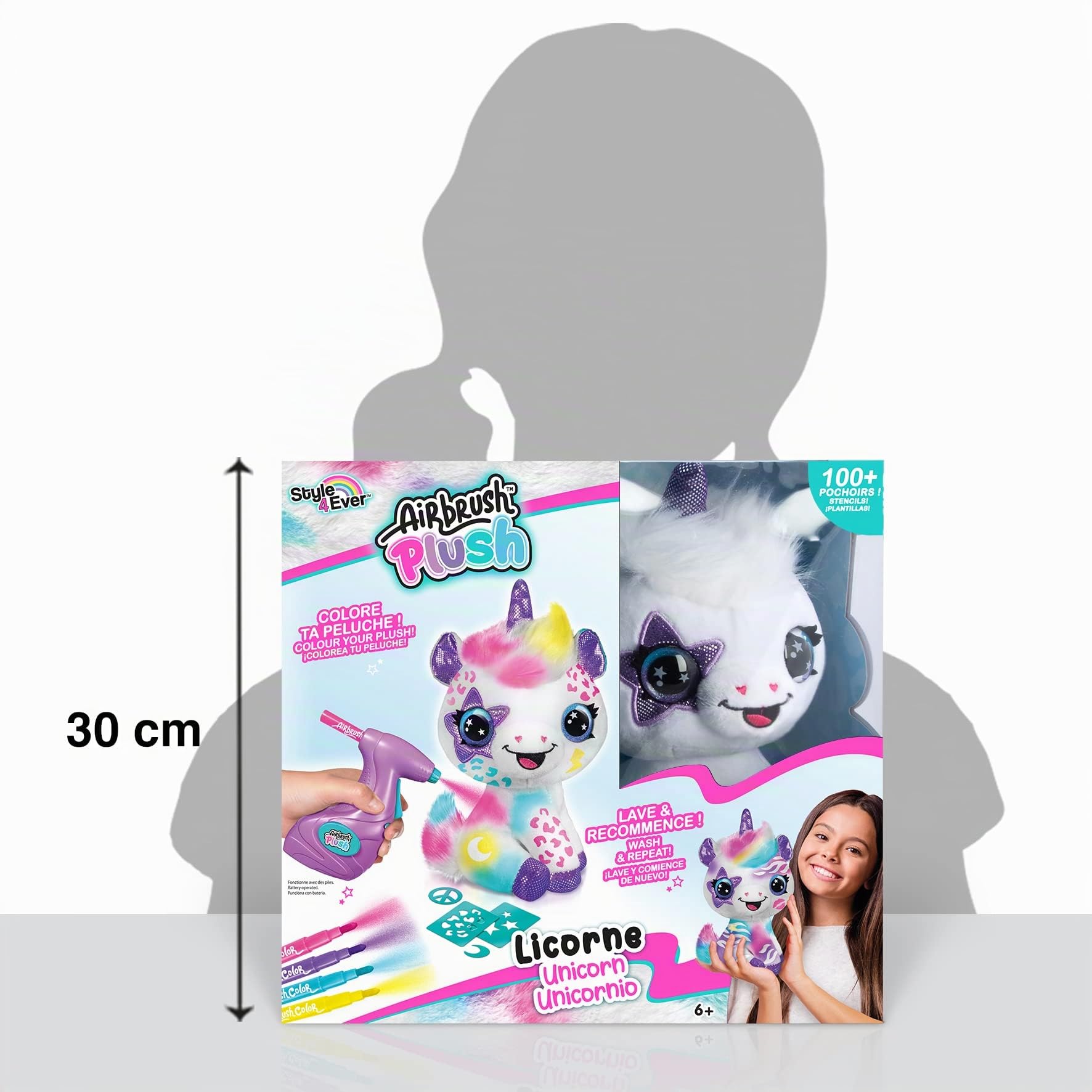 Canal Toys - Unicorno per personalizzare Airbrush Plush - Peluche Spray Art con Feltri e Stencil - Da 6 anni - OFG 228