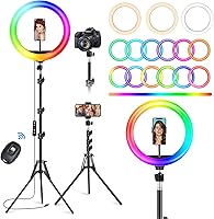 STALLY 10.2" RGB Ring Light with 63" Tripod Stand, Phone Holder & Bluetooth Remote - 3 CCT + 29 Colors, 12 Levels for TikTok, YouTube, Makeup