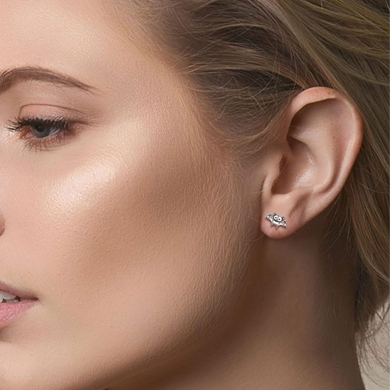 INFUSEU Sterling Silver Cute Stud Earrings Cat Frog Mushroom Bunny, Small Gifts for Women Teen Girls Animal Lovers - Image 4