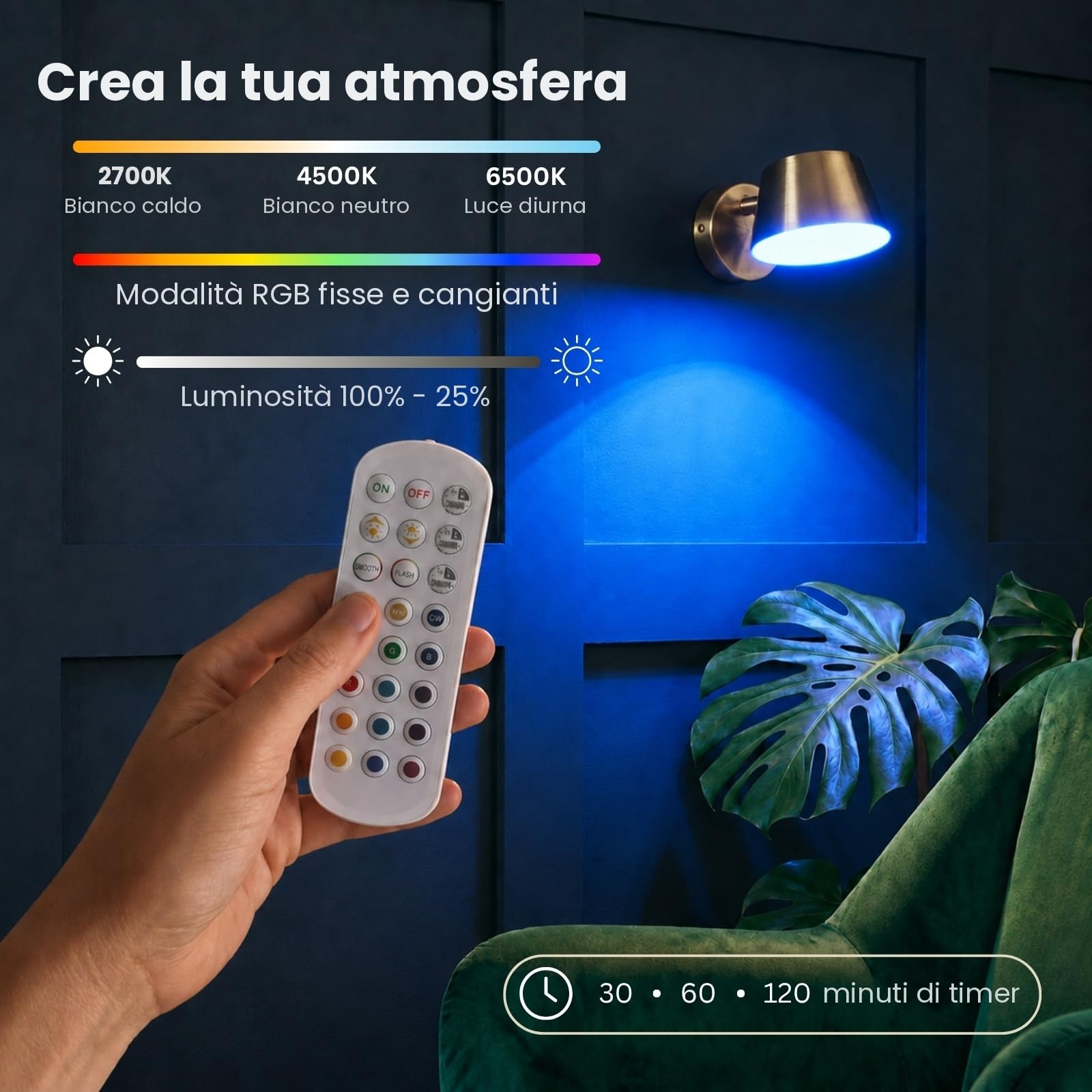 Valenza Applique da Parete Ricaricabile, Lampada Senza Fili