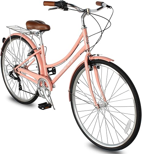Vista 24 de MICARGI Bicicleta híbrida para adultos de 24/26 pulgadas, bicicleta híbrida de 1/7 velocidades para mujeres, hombres, personas mayores, bicicleta