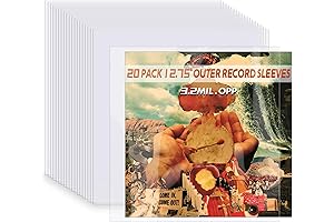 Protective Clear Record Album Sleeves (20 Pack) for 12-Inch LP Vinyl Record...