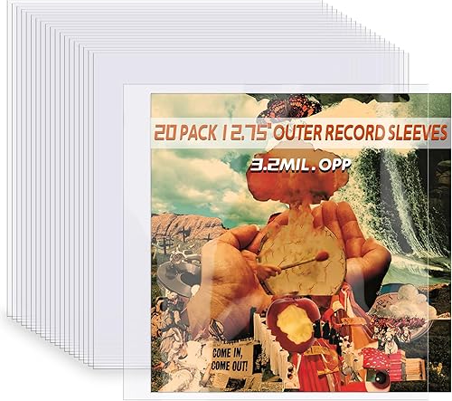 Fundas de disco para discos de vinilo, 50 fundas de plástico transparente de 12 pulgadas para discos LP exteriores, 12.75 x 12.75 pulgadas,