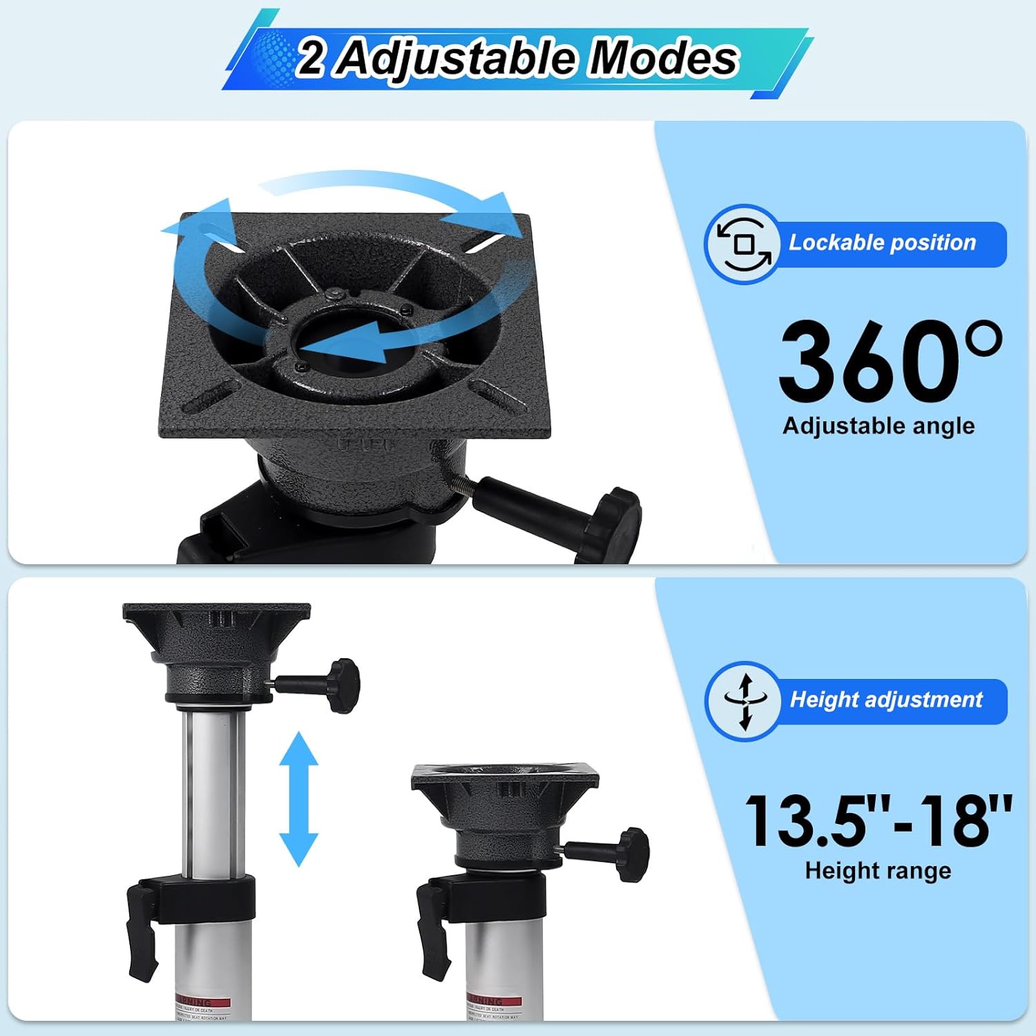 Amarine Made Boat Seat Pedestal, Aluminum Boat Seat Base with Slide, Boat Pedestal Base with Screws for Boats Vessels