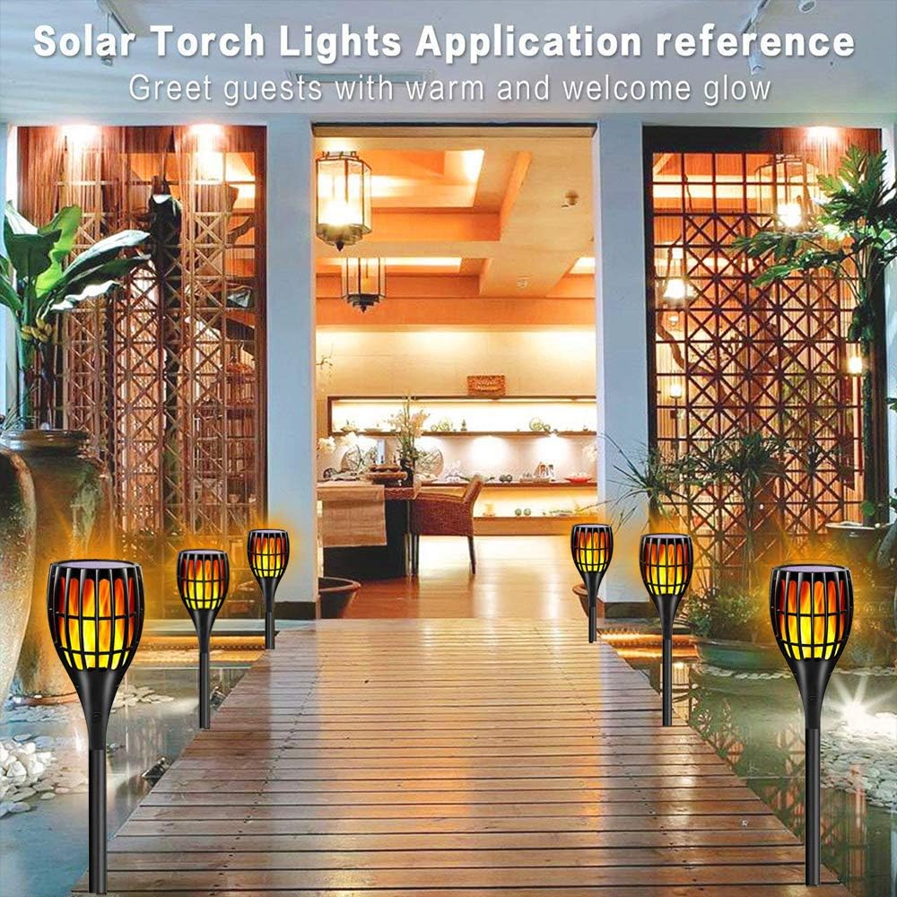 YUJENY Solar Flame Torch Lights Upgraded, Waterproof Dance Flame Lighting Solar Garden Light Outdoor Landscape Decoration Lighting Dusk to Dawn Auto On/Off (1 Pack)