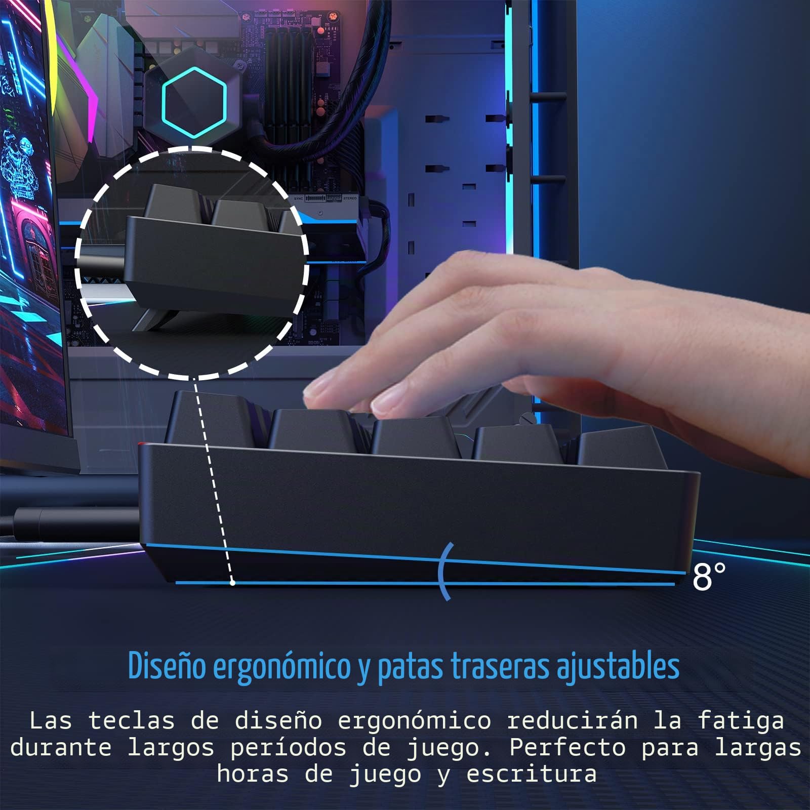 Dierya DK68E Teclado Gaming, 60% Teclado Mecánico Gasket con Knob, RGB Hot Swap Switches Lineales Cremosos, Compacto 66 Teclas Anti-Ghosting, Disposición QWERTY-US (Negro, Red Switch)