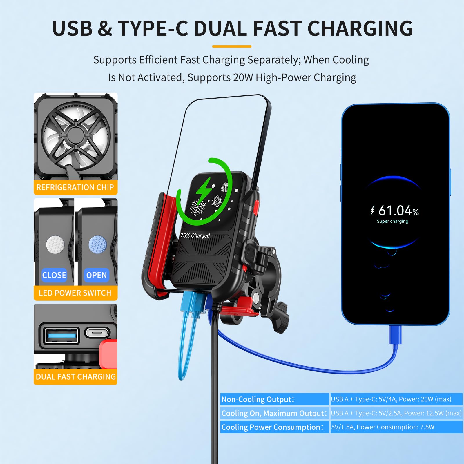 Soporte para teléfono con doble USB, soporte para espejo