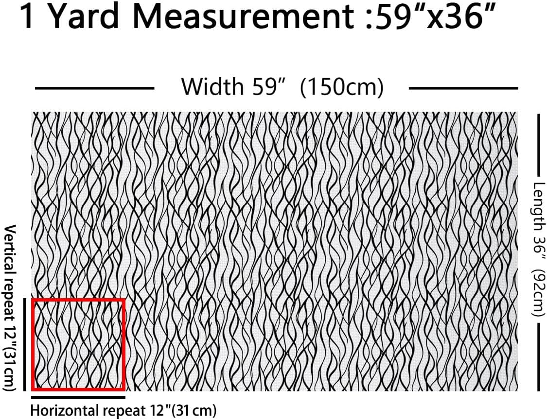 Erosebridal Black and White Upholstery Fabrics,Modern Striped Fabric by The Yard for Kids Teens,Abstract Aesthetic Decorative Fabrics, Geometric Lines Indoor Outdoor Fabric,Black White,2 Yards