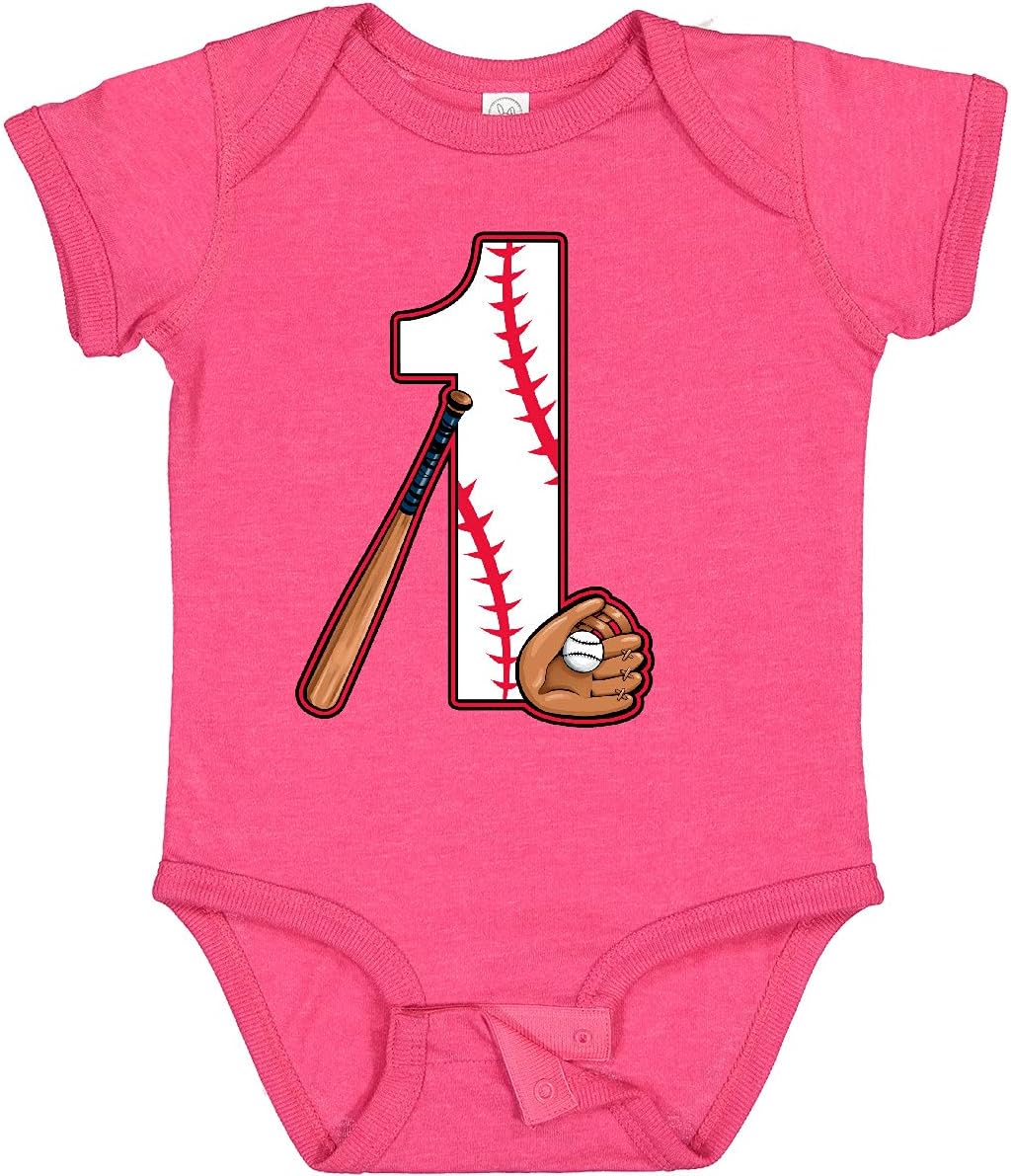 inktastic Baseball First Birthday- 1 Year Old Baby Bodysuit