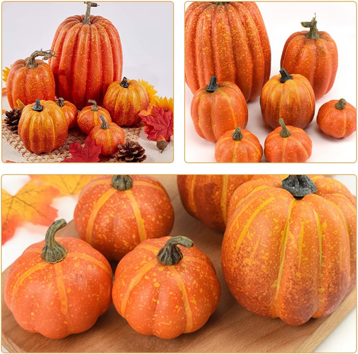 Cabilock 7pcs Artificial Pumpkins for Fall Harvest Festival Decor Lightweight Thanksgiving Centerpiece Versatile Halloween Decoration for Home Creative Photography