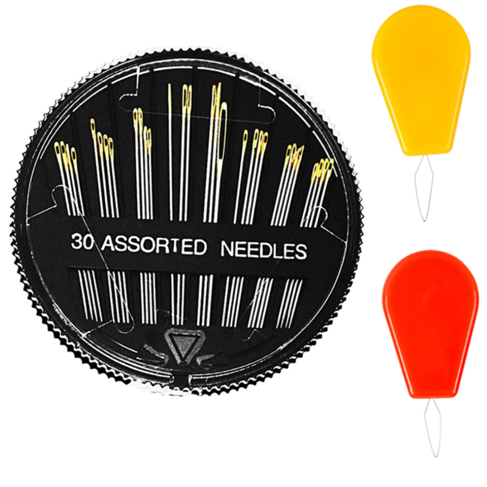 Hand Sewing Needles for Sewing Repair, 30-Count Assorted Needles with 2 Threaders, including 1pcs Large Eye Hand Sewing Needle(30 Hand sewing needles)