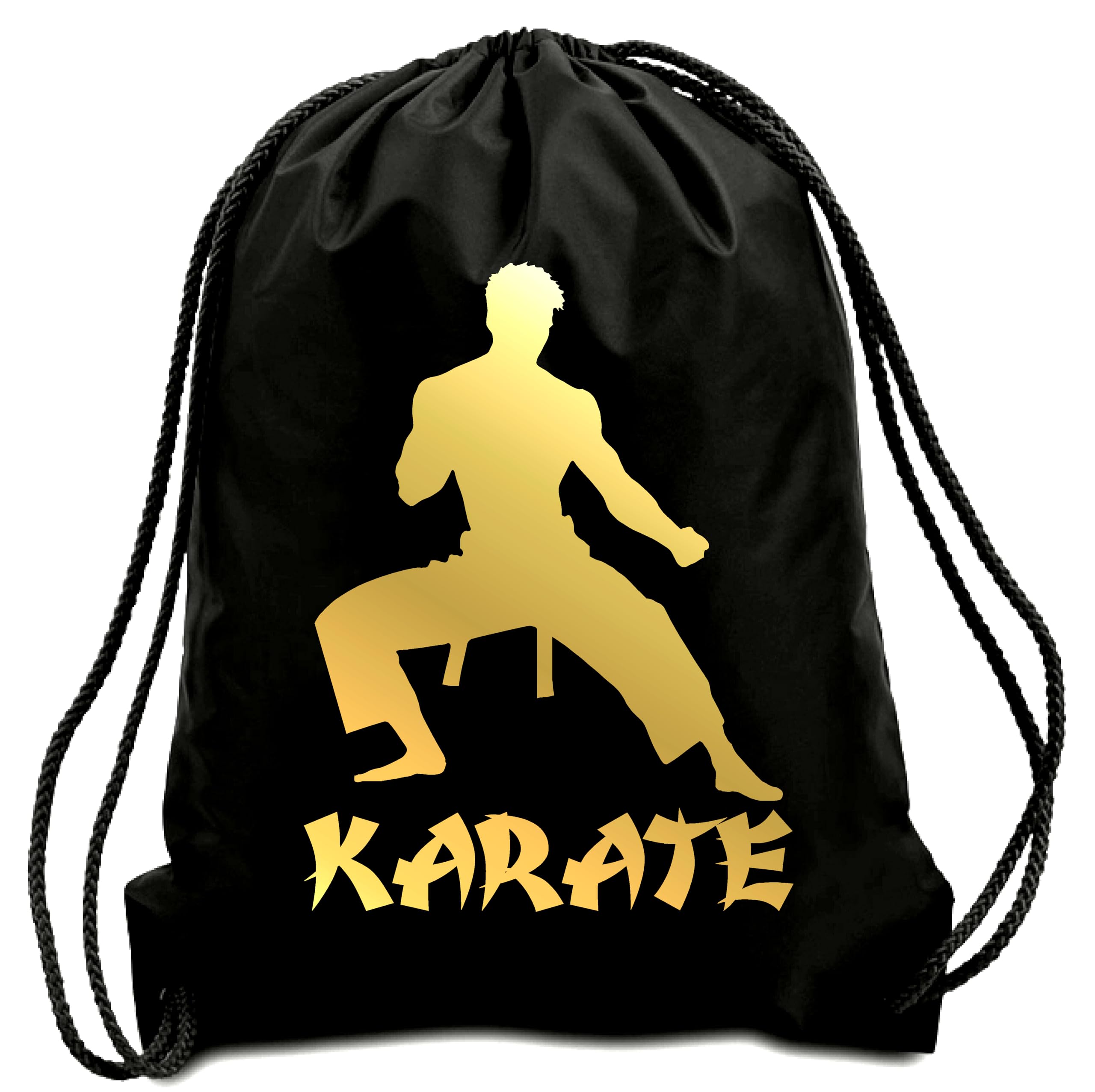TEEZ Gold Karate Drawstring Bag in Black & Gold, Karate Bag