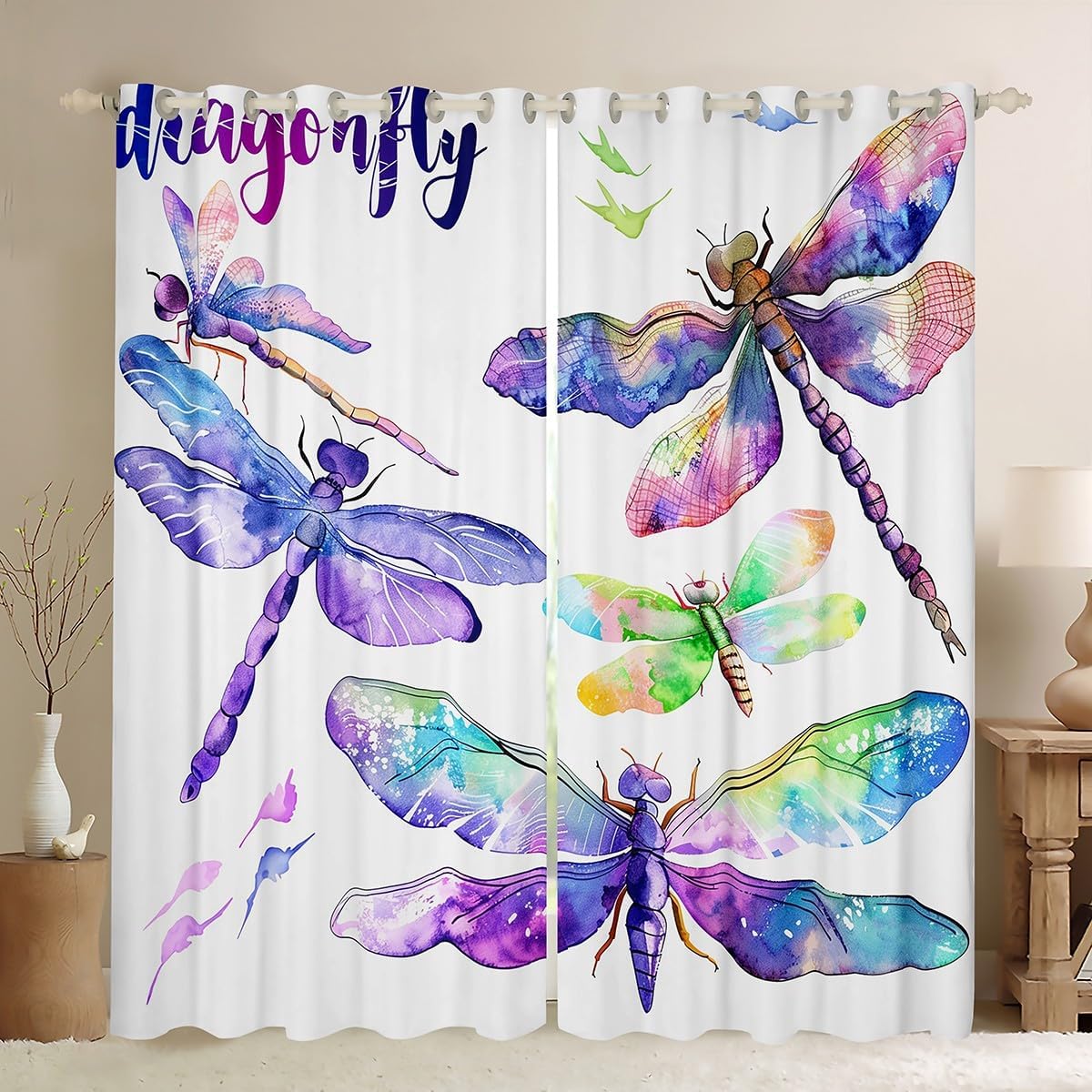 Erosebridal Kawaii Animal Curtains Cartoon Wildlife Blackout Curtains 76x45,Girls Pink Flower Curtains & Drapes Chic Floral Bedroom Curtains Glowing Polka Dots Window Treatments Kids Boys Home Decor