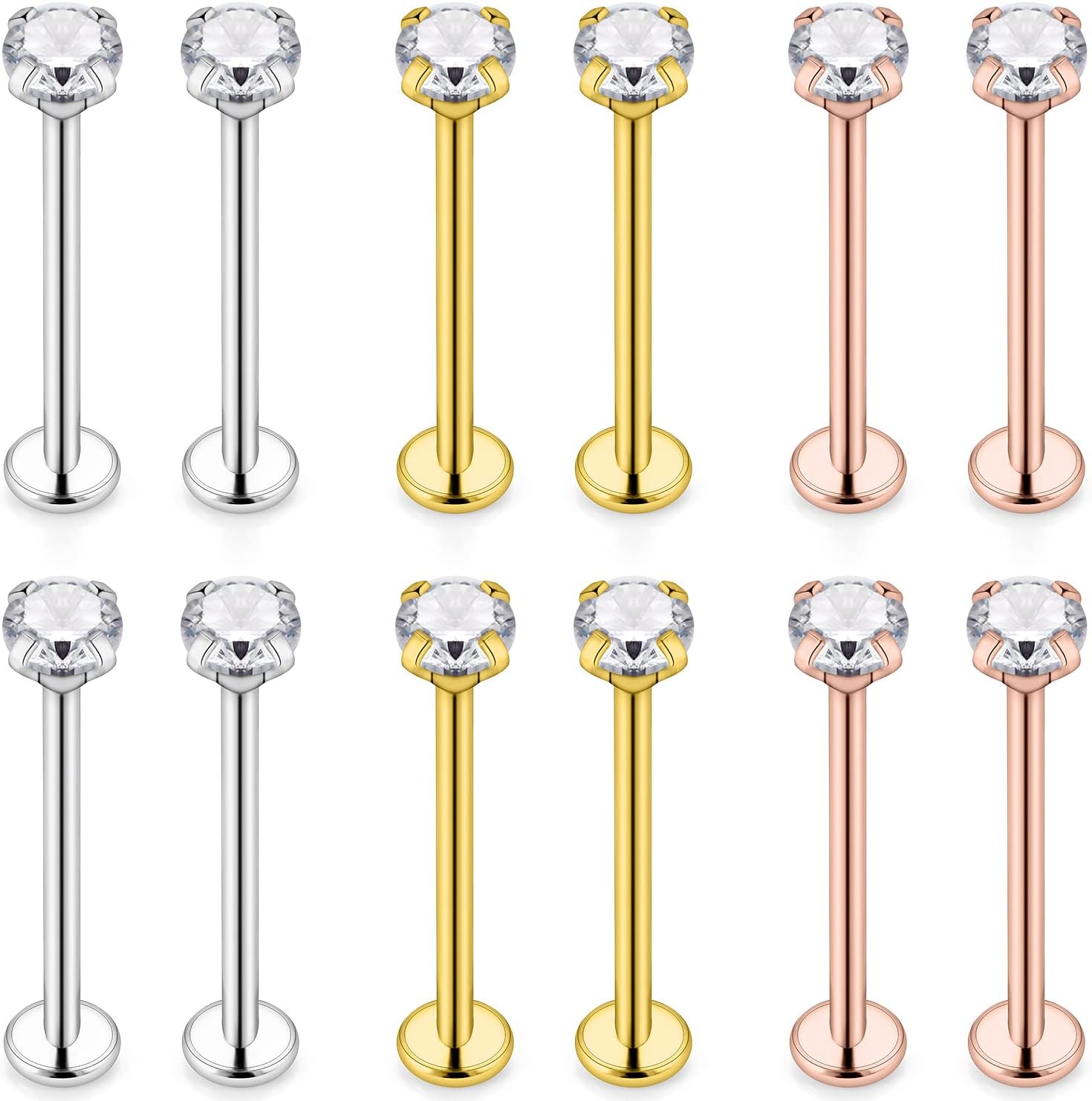 16G 14G Cheek Piercing Jewelry Stainless Steel Ashley Piercing Lip Rings Labret Jewelry Snake Bite Medusa Piercing Jewelry for Women Men Tongue Piercing Jewelry with Flat Back