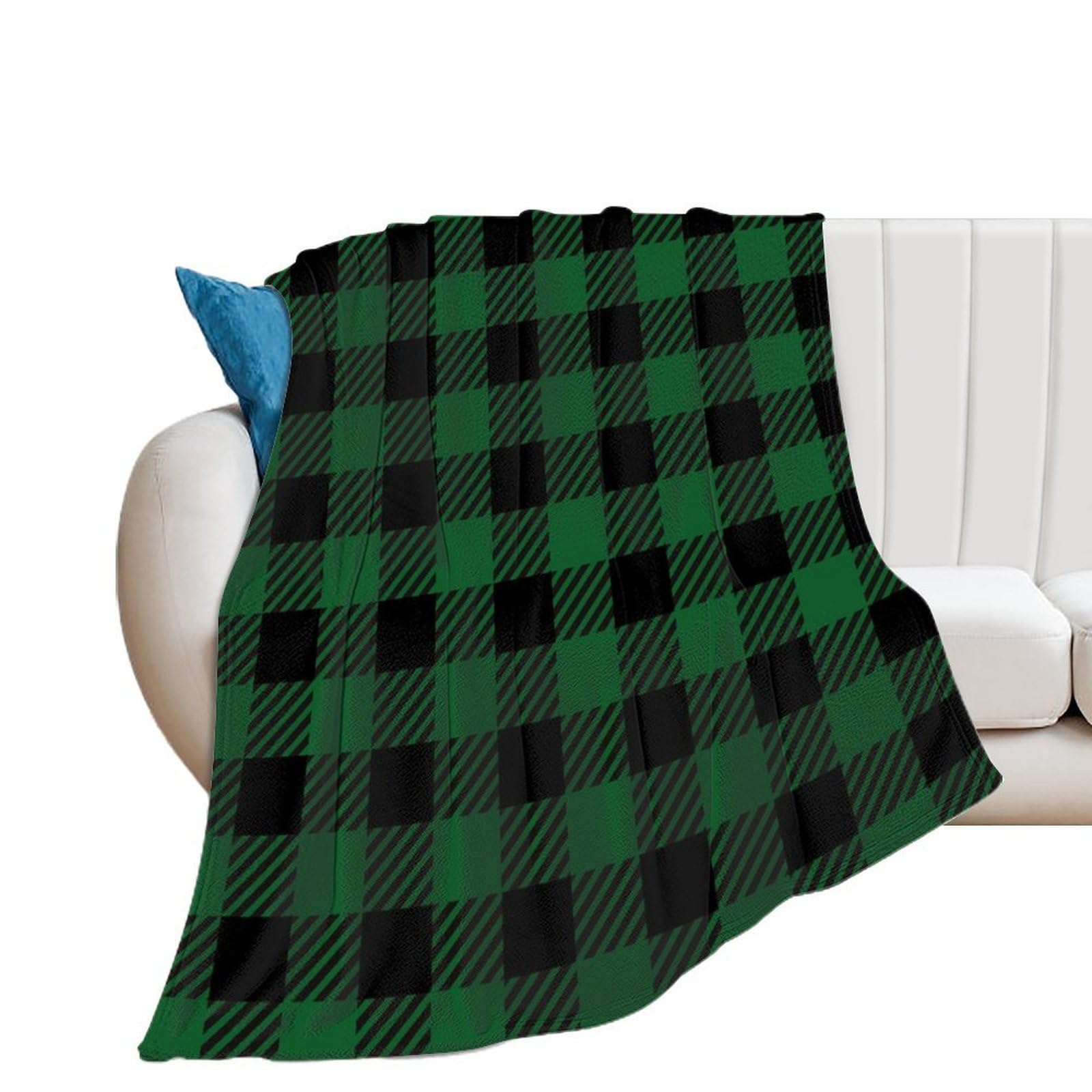 Nclqvjxzkhw Men's Style Green Buffalo Plaid Flannel Blanket Soft Throw Blankets Bed Couch Sofa Travel
