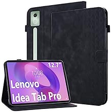 Shockproof Case for Lenovo Idea Tab Pro 12.7 Inch Tablet 2025 TB-373FU TB-375FC with Adjustable Angle Stand and Card Slot, Magnetic PU Leather Case for Lenovo Idea Tab Pro, Black