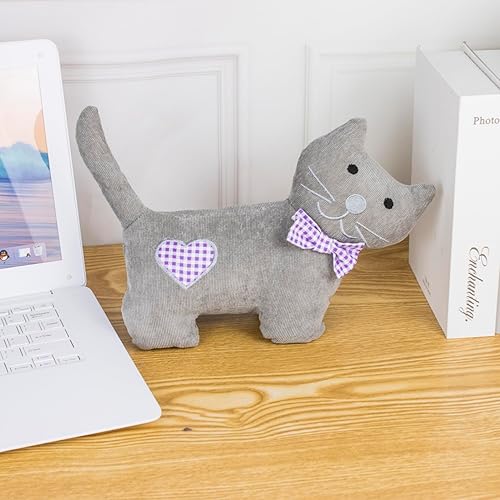 Vista 44 de Lindo tope de puerta decorativo para el hogar y la oficina, topes de puerta de piso, protectores de pared pesados de tela con peso animal, gato café