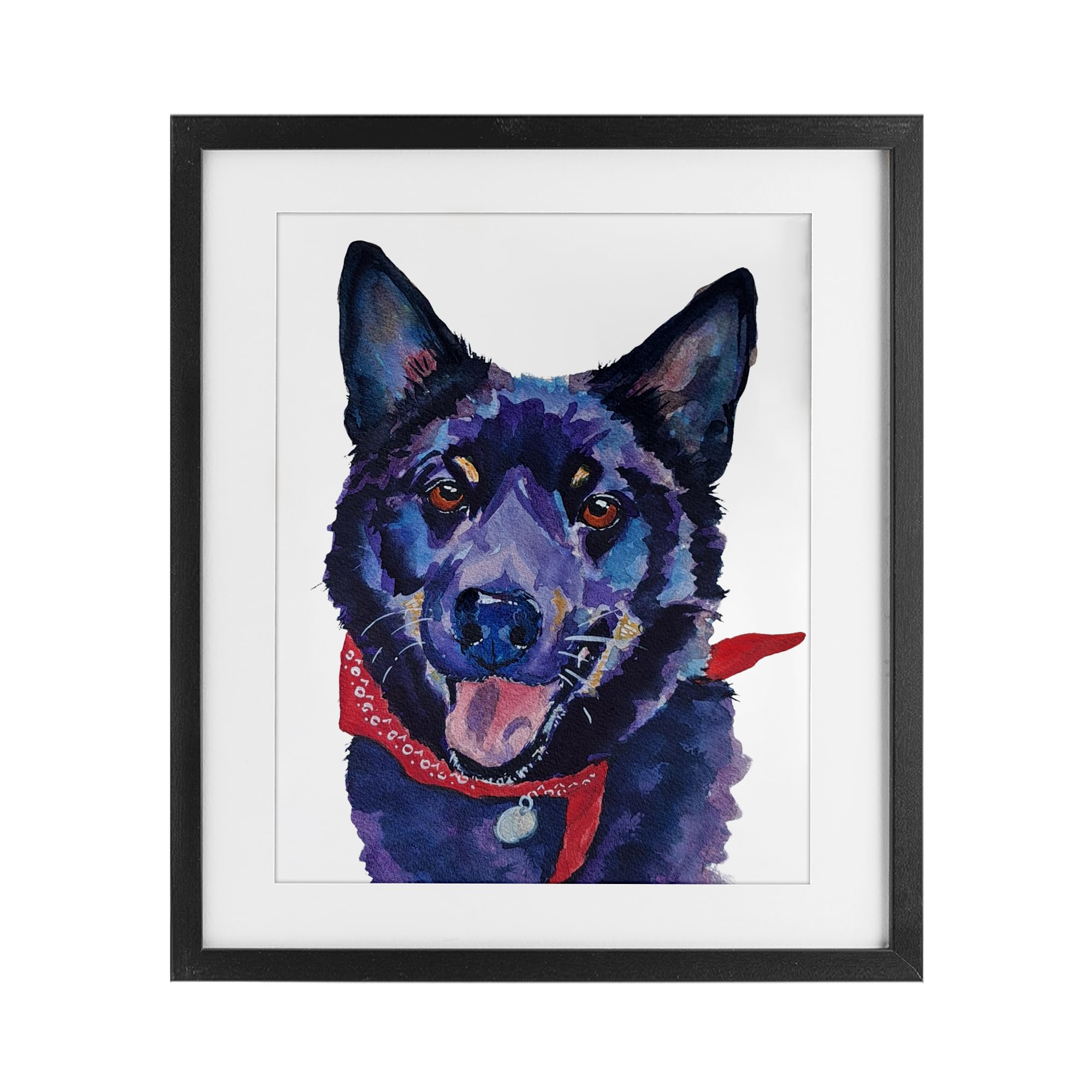 Décoration murale chien noir Stupell Industries cadre verre pour intérieur
