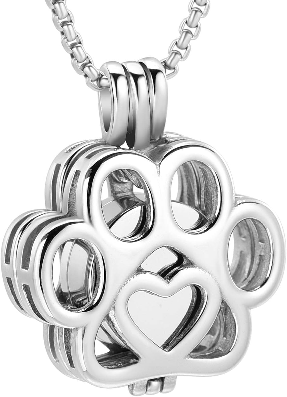 Oinsi Pet Cremation Jewelry For Ashes For Dog/Cat Paw Stainless Steel Memorial Locket Urn Necklace Inside Mini Case Keepsake Cremation Jewelry Women Men