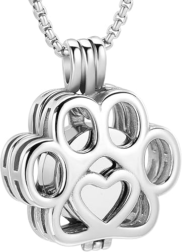 Miniatura 29 de Oinsi Joyería de Cremación de Mascotas Para Cenizas Para Perro/Gato con Forma de Pata de Acero Inoxidable Medallón Conmemorativo Collar de Urna Mini