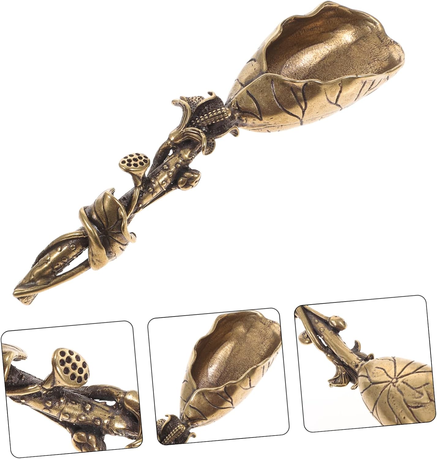 Luxshiny 1Pc Mini Copper Tea Scoop Lotus Style Tea Spoon for Loose Leaf Tea Decorative Tea Accessory for Home Tea House Restaurant Alternative