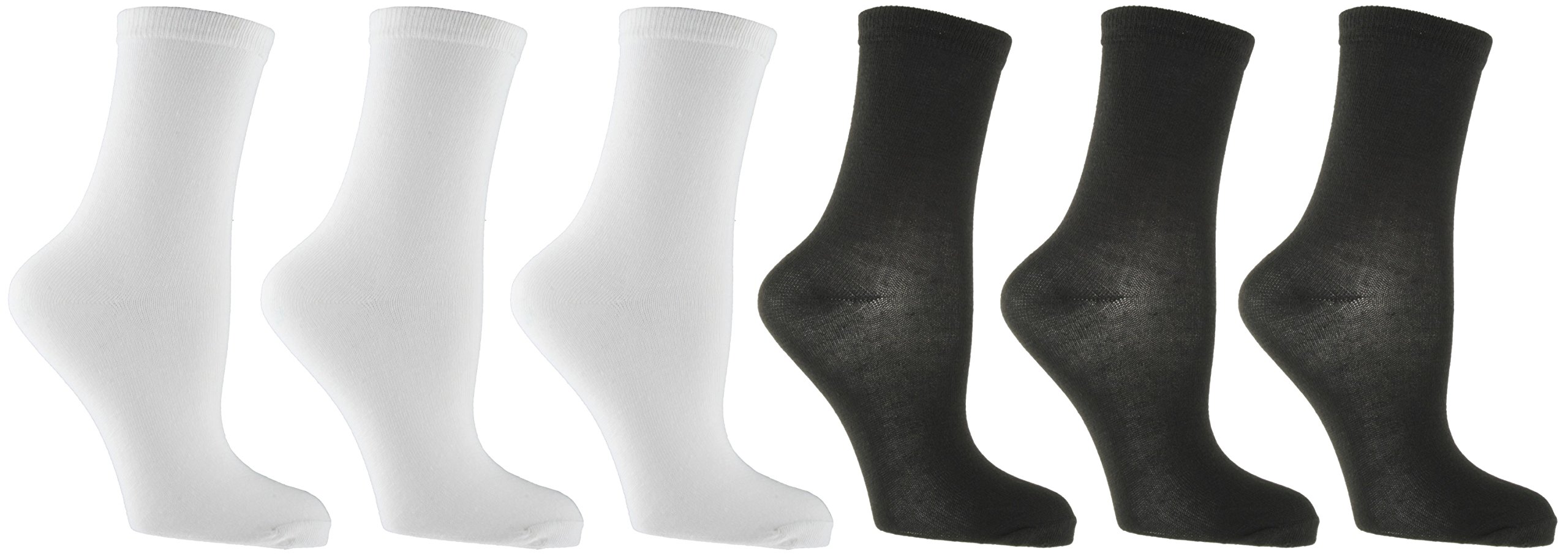 RJM Ladies Plain Ankle Socks Size 4-7 6 Pack Multi