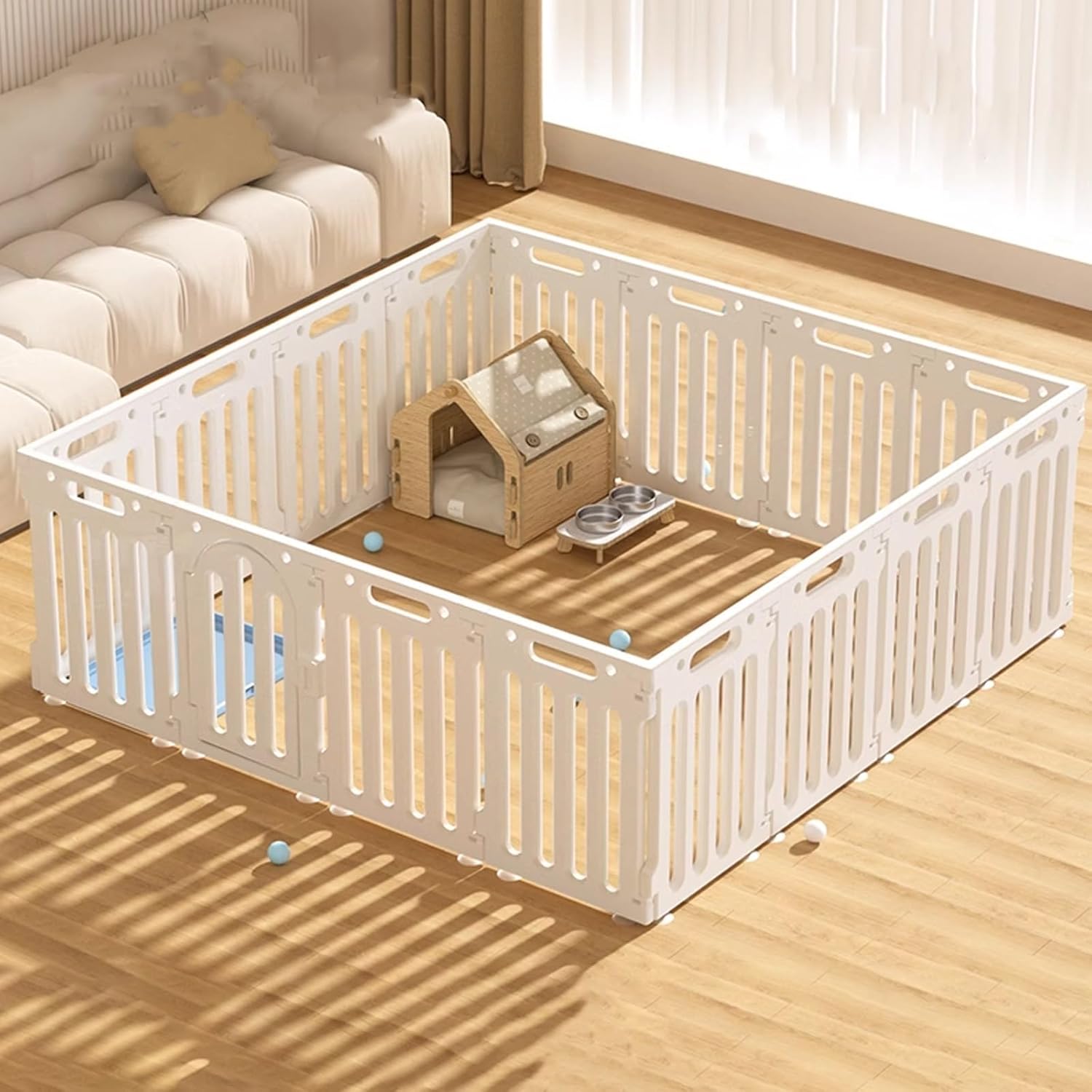 Indoor Cat House for 2 Cats with Door, Rabbit Playpen Indoor Large Easy to Assemble and Clean, Rabbit Hutch Indoor Extra Large Bunny Cage for Small Animals(140 * 140 * 50cm)