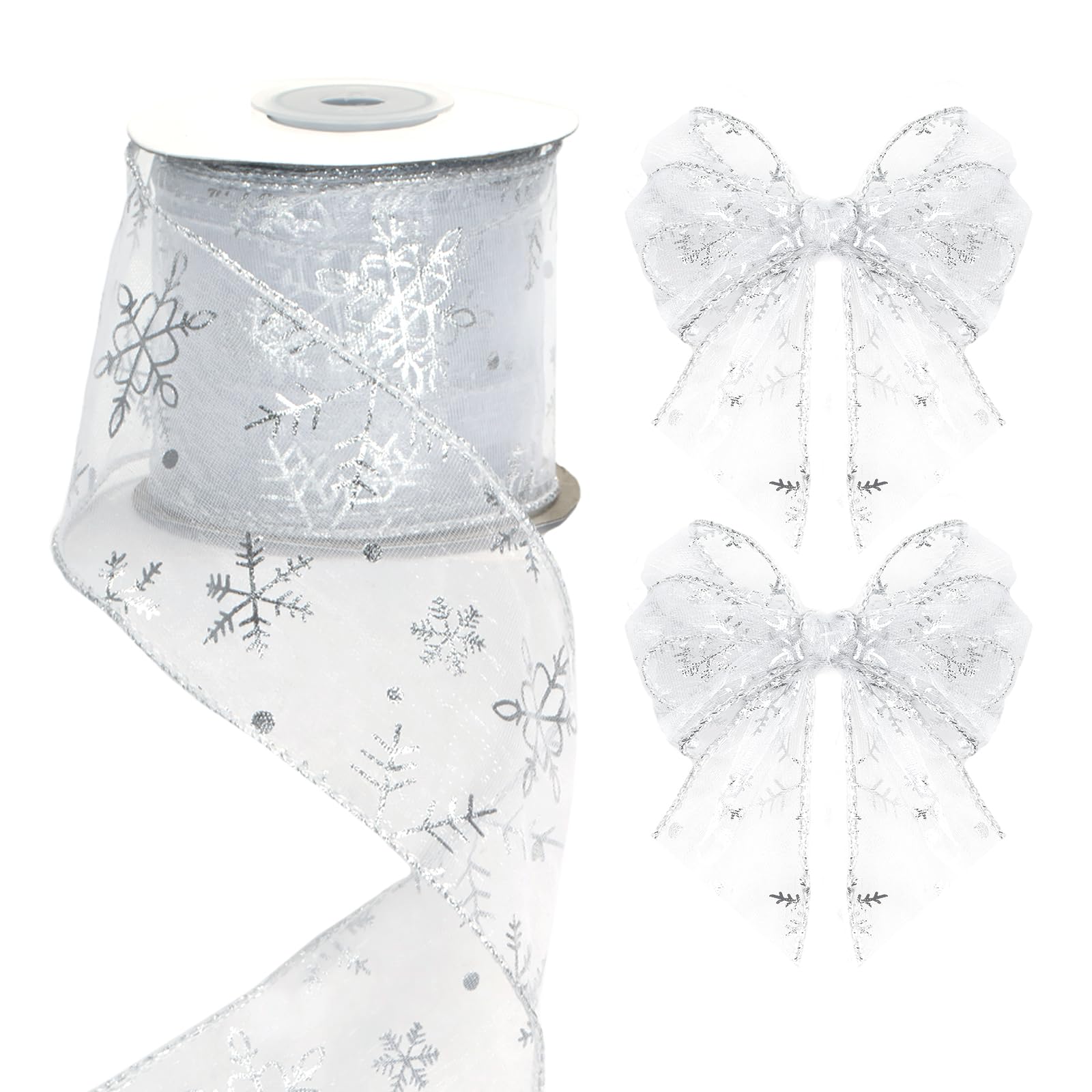 jijAcraft Transparent Organzaband: Chiffonband für Geschenk 45m Schmal Tüllband für Schleife Transparent Geschenkband für Blumen Basteln, Weihnachtsbaum