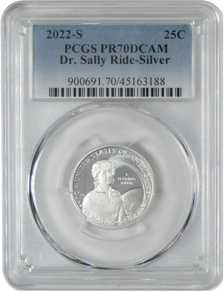 2022 S Sally Ride American Women Silver Quarter PR 70 DCAM PCGS Proof | Moneda coleccionable: American Women Quarter, 2022-S, Sally Ride, Plata, PR-70, PCGS