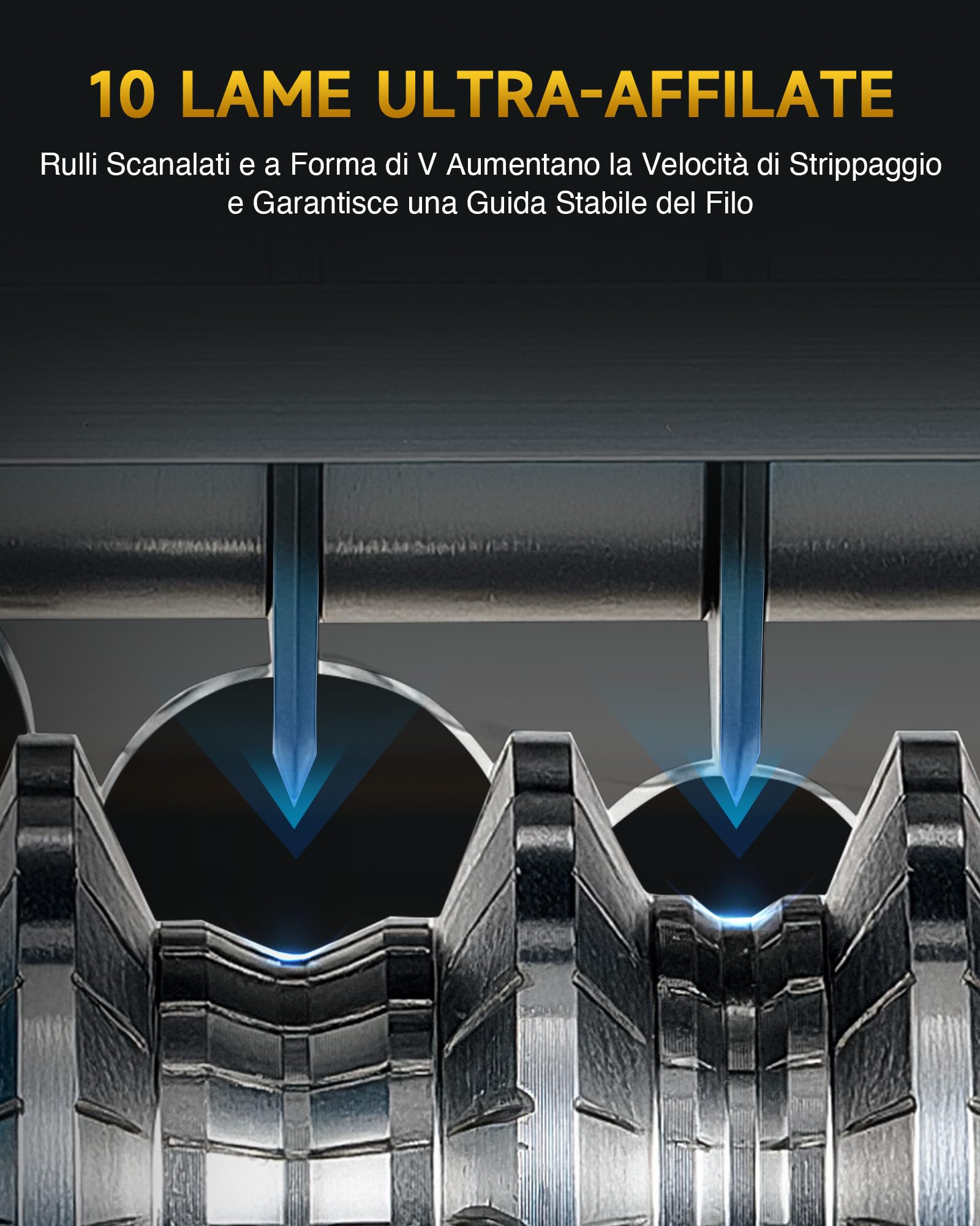 CREWORKS Máquina Pelacables Eléctrica Orofesional de 550 W, Diámetro de 1,5 mm a 40 mm de Diámetro, con 10 Cuchillas y 11 Multiorificios de hasta 30 m/min, Pelacables, Pelacables, Eléctrico