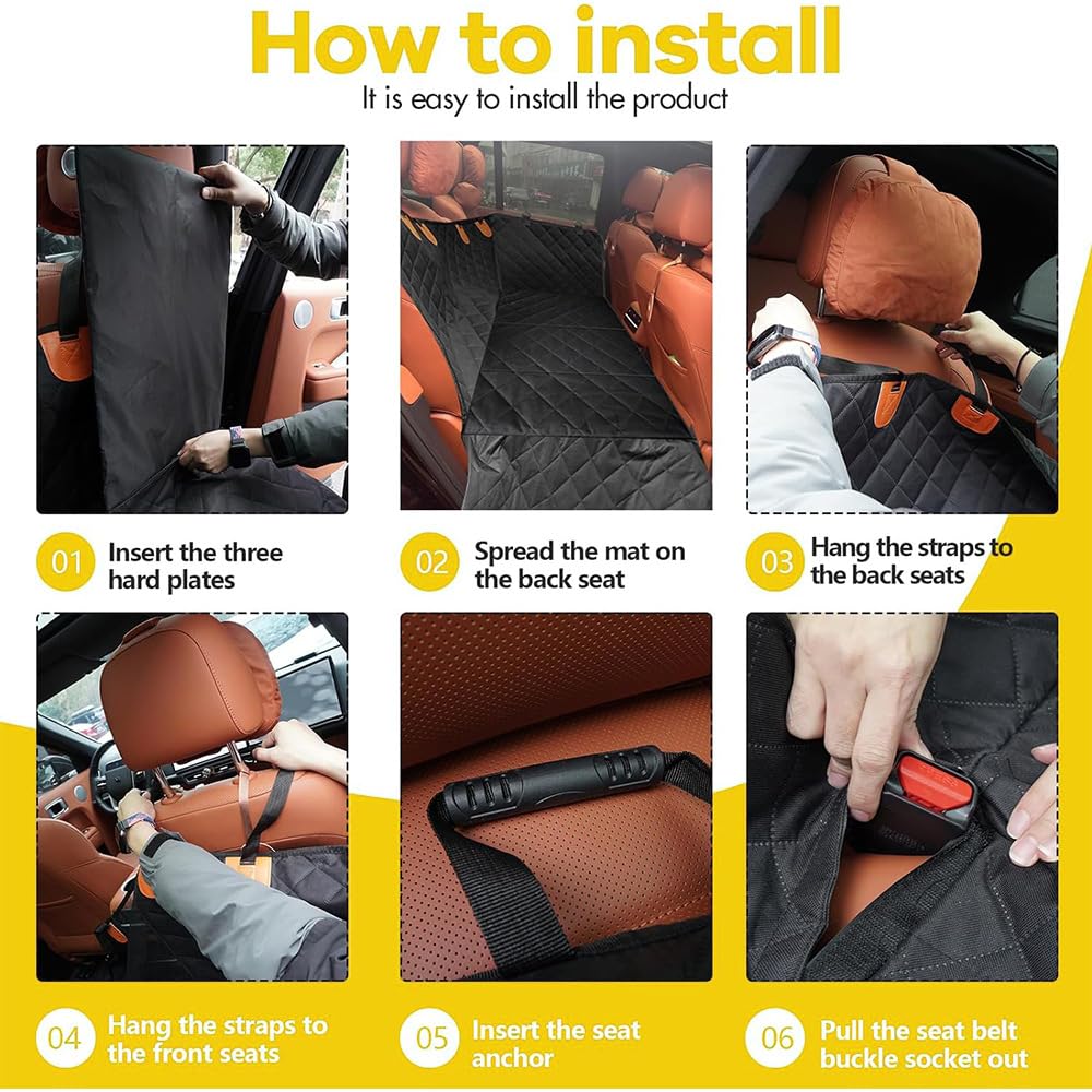 Coprisedile Auto Con Fondo Rigido Per Cani,Dog Car Seat Cover,Estensione Del Sedile Posteriore Per Cani,Coprisedile Auto Per Cani Telo Posteriore Auto Per Animali Domestici Per Auto, Camion, SUV