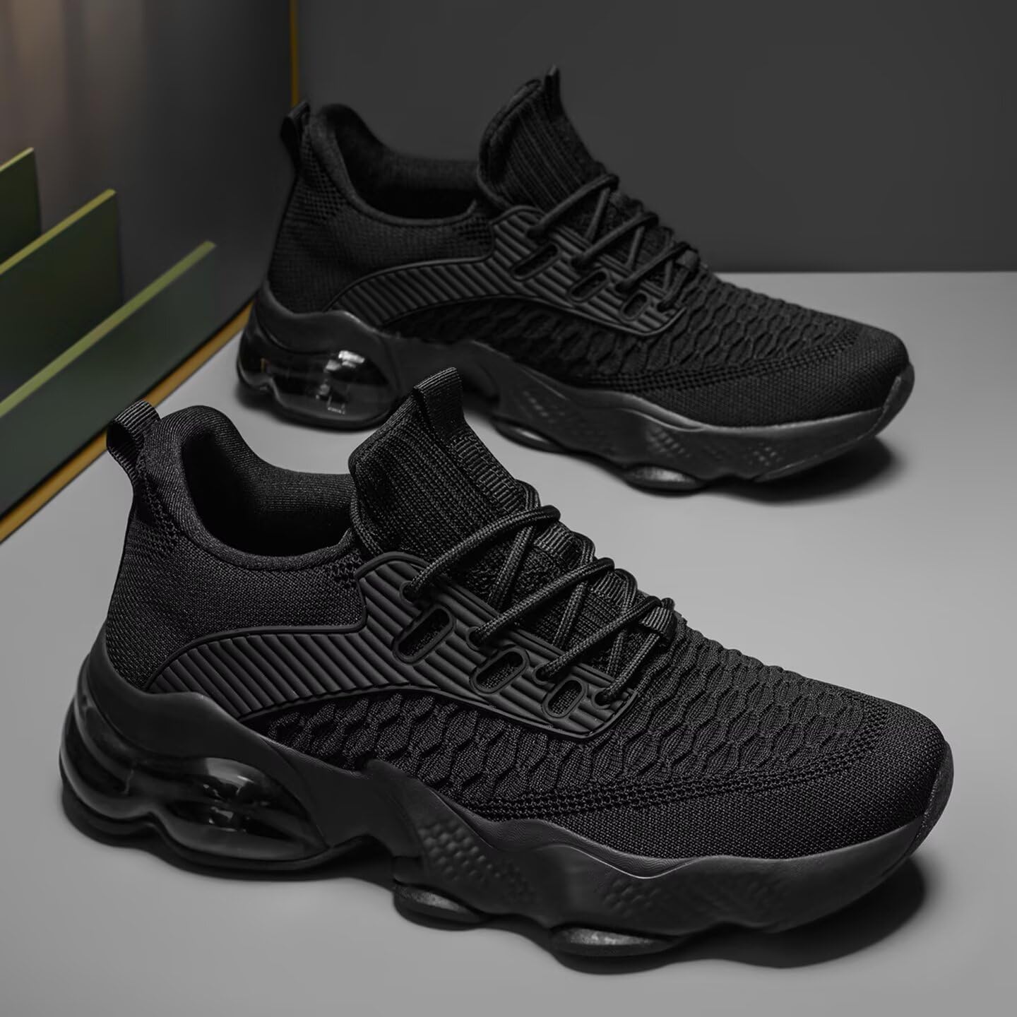 Mens Air Cushion Running Shoes Breathable Tennis Fashion Sneakers Non Slip Workout Casual Sport Gym Trail Comfortable Walking Shoes
