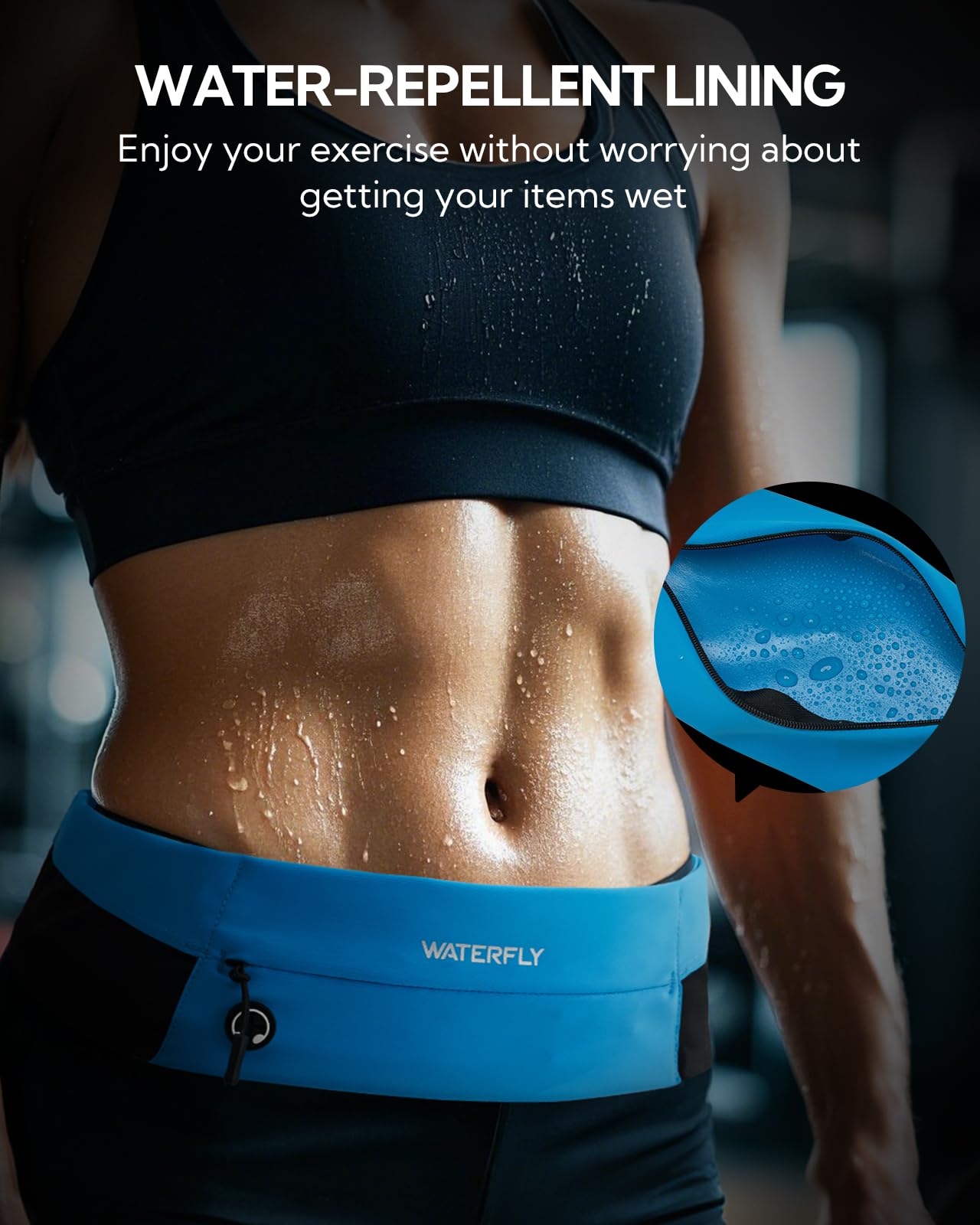 WATERFLY Marsupio da corsa: marsupio sottile per uomo e donna, supporto per telefono per allenamento, fitness, maratona, jogging, blu, Blu, Cintura da corsa leggera