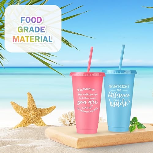 Miniatura 5 de 80 vasos de agradecimiento a los empleados a granel, taza de agradecimiento, regalo de graduación, vasos de plástico inspiradores de 24 onzas con