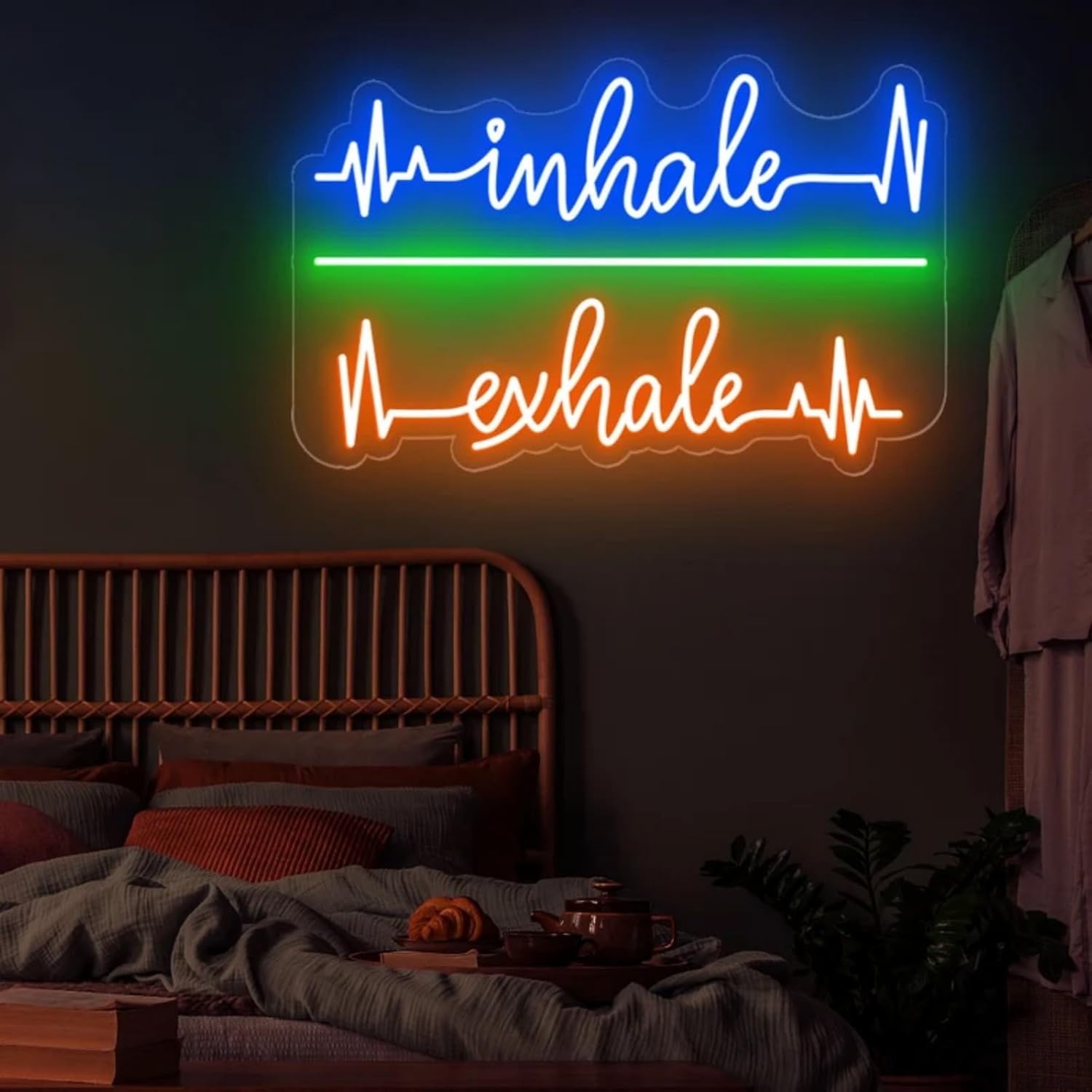 "Inhale Exhale Heartbeat" Neon Sign Beating Breath, Wall Art, I, Yoga Sign, Yoga Lover Gift, Pilates Gift, Spa Decor For Wall, Bedroom Aesthetic Neon Sign Wall Quote, for Yoga Room Pilates Studio