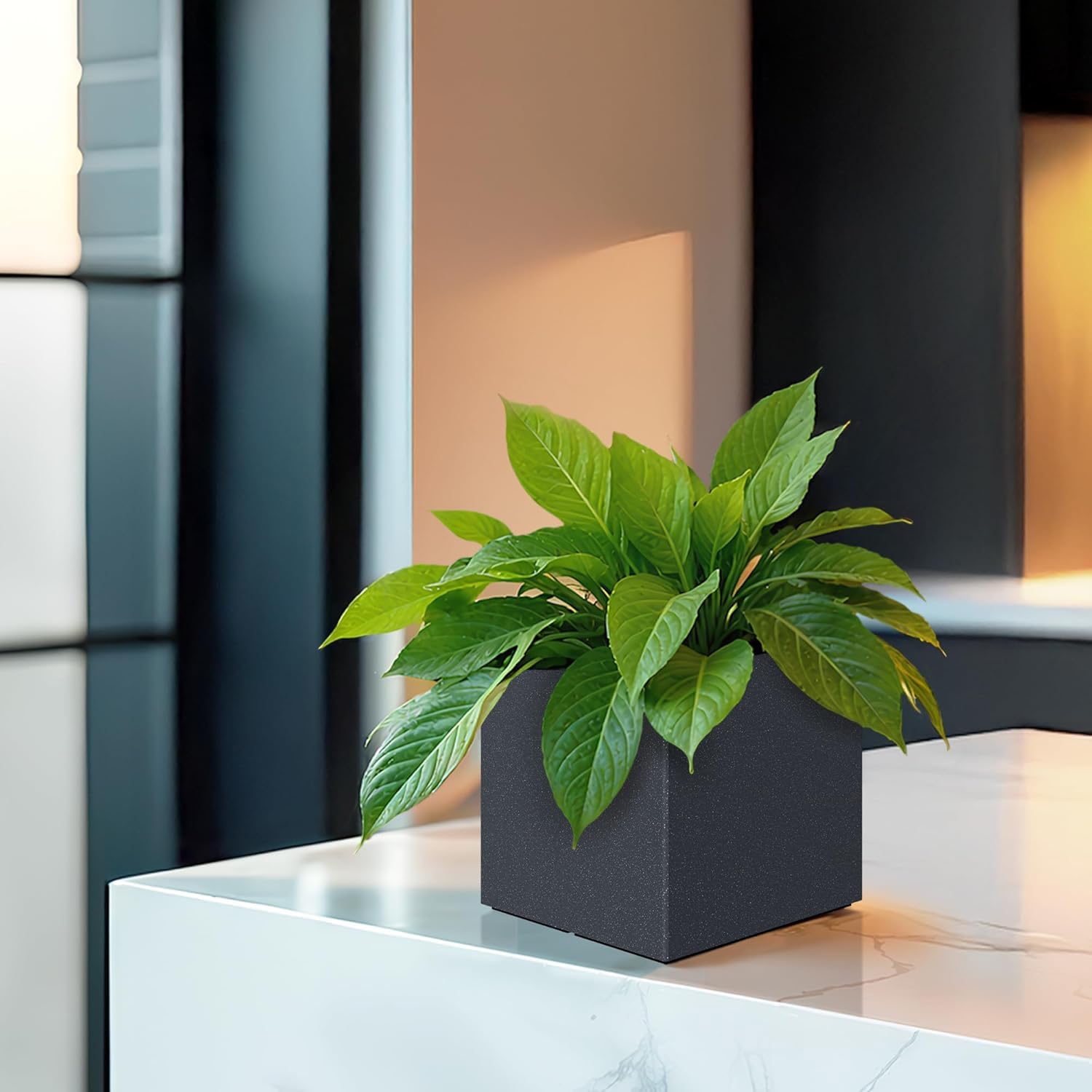 Go Hooked 12 Inch Cube Planter - Durable Outdoor Flower Pot -14