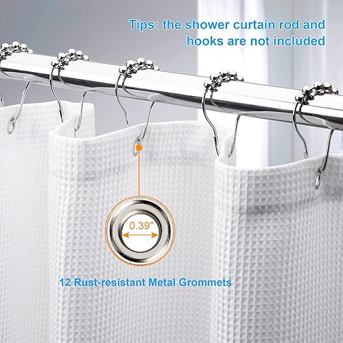 Miniatura 6 de AmazerBath Juego de cortina de ducha impermeable esmerilada y juego de cortina de ducha de gofre blanco resistente, 72 x 72 pulgadas