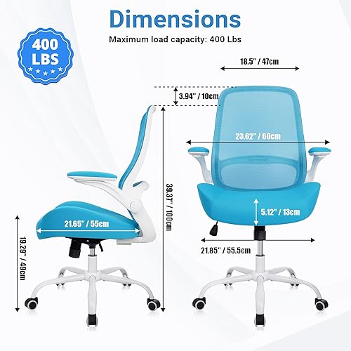 Miniatura 3 de HYLONE Silla de oficina resistente, asiento ergonómico de 5 pulgadas de grosor con reposabrazos ajustables, sillas de computadora de oficina en casa